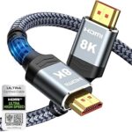 Highwings 8K 10K 4K HDMI Cable 48Gbps 6.6FT/2M, Certified Ultra High Speed 2.1 HDMI Cable Braided Cord-4K@120Hz 8K@60Hz, DTS:X, HDCP 2.2 & 2.3, HDR 10 Compatible with DVD Player/PS5/HDTV/Blu-ray