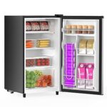 DUMOS 3.2 Cu.Ft Mini Fridge with Freezer, Single Door Refrigerator with Adjustable Thermostat, Compact Small Fridge for Bedroom, Office, Dorm, 17.72"*17.72"*31" Silver