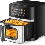 OSTBA 8.5QT Large Air Fryer with Visible Window, 1700W Single Basket Air Fryer, Clear View Nonstick Basket, Digital Touchscreen, 8 Presets, Auto Shutoff, Dishwasher Safe
