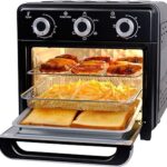 10QT Air Fryer Toaster Oven Combo, 3-Layer Cooking Air Fryer Oven with Visible Window, Countertop Airfryers with 5 in 1 Functions, Cooks 6 Toast slices at once, Compact capacity for small kitchen