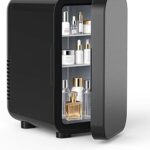 FANSEXPERT Skincare Fridge with Glass Panel, 6L Mini Fridge for Home/Car, AC/DC Portable Thermoelectric Cooler and Warmer, Makeup Mini Compact Refrigerator for Skincare Cosmetics Food Drinks (Black)