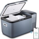 ICECO GO20 Dual Zone 12V Refrigerator, Portable Fridge Freezer with SECOP Compressor, DC 12/24V, AC 100-240V, 0℉ to 50℉, Electric Cooler for Truck, RV, SUV, Outdoor, Driving, 21 Quart, Gray