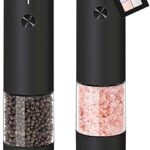 Ultrean Pepper Grinder, Rechargeable Salt and Pepper Grinder with 6 Adjustable Coarseness, LED Light, Automatic Grinder for Kitchen, Home and Kitchen Appliances Birthday Gifts for Women, Black