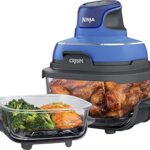 Ninja Crispi Air Fryer, Microwave, Freezer & Dishwasher Safe, Non Toxic Glass Portable Cooking System, 4 QT & 6 Cup Glass Containers with Storage Lids, Easy Meals, Air Fry, Bake, Blue (Renewed)