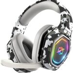 Ozeino Wireless Gaming Headset for Ps5, Ps4, PC, Gaming Headphones with Flip Mic and USB-A & USB-C Transmitter, 40Hr Battery Bluetooth Headset for Mobile, Mac, Laptop
