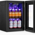 Antarctic Star 18L Beverage Refrigerator Cooler 24Can, Mini Fridge with Quiet Compressor, LED Light,Freestanding Small Fridge with Electronic Temperature Control for Home and Bar(40-61 ℉)