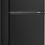 Midea WHD-113FB1 Double Door Mini Fridge with Freezer for Bedroom Office or Dorm with Adjustable Remove Glass Shelves Compact Refrigerator, 3.1 cu ft, Black