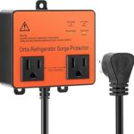 Refrigerator Surge Protector, Ortis Double Outlet Voltage Protector for Home Appliances with Time Delay, Protects Against Brownout, Spike, Instant Surge All Voltage Abnormalities, Orange