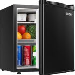 EUHOMY 1.7 Cu.Ft Mini Fridge, Reversible Single Door Compact Refrigerator, Adjustable Thermostat, Energy Saving, Mini Fridge for Bedroom, Office, Dorm, Black