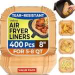 400 Pcs Air Fryer Liners Disposable, 8" Square Heavy-Duty Parchment Paper for 5-8 qt Airfryer Basket, Non-Stick & Grease-Proof Baking Liner for Oven Pan