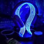 CoolGift Mart Light Up Headphone Stand with 16 Color Lights, PCB Pattern Acrylic Headset Stand with 1 USB and 1 Type-C Charging Ports, Gifts for Gamers Men Boy Father Dad and DJ Music Lovers
