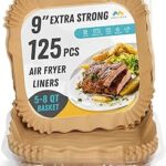 Air Fryer Liners Disposable – 125 pk 8" Unbleached Non-Stick Parchment Paper, Fits 5-8 QT Basket, Air Fryer Liners | Airfryer Liners