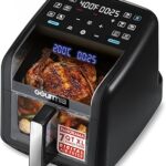 Gourmia Air Fryer 7 QT - Easy View Panorama Window & Interior Light, Guided Cooking with 12 One-Touch Presets, FryForce 360, Dishwasher Safe Accessories, Black