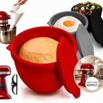 Silicone Bowl Liners for 5 Qt KitchenAid Mixer - 3-Pack Extra Thick Mixing Bowl Covers with Lids - Reusable Baking Accessories with Flour Funnel & Cable Organizer - Gray Black Red