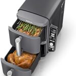 Ninja Air Fryer, 10QT DoubleStack XL 2-Basket, Compact Design, Cooks 5lb Whole Chicken, Feeds Up to 8 People, 6-in-1 Air Fryer, Roast, Bake & More, Easy to Clean, Dishwasher Safe Parts, Grey, SL401