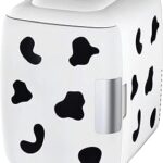 Cooluli Skincare Mini Fridge for Bedroom - Car, Office Desk & Dorm Room - Portable 4L/6 Can Electric Plug In Cooler & Warmer for Food, Drinks, Beauty & Makeup, 12v AC/DC & Exclusive USB, Cow Print