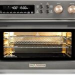 VAL CUCINA Infrared Heating 26.3 QT Air Fryer Toaster Oven, Large Countertop Convection Oven 10-in-1 Combo, 6-Slice Toast, Enamel Baking Pan Easy Clean with Recipe Book, Black Matte Stainless Steel