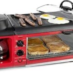 Nostalgia 3-in-1 Breakfast Station - Includes Coffee Maker, Non-Stick Griddle, and 4-Slice Toaster Oven - Versatile Breakfast Maker with Timer - Red