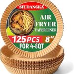 SIUDANGKA Air Fryer Liners for Ninja Air Fryer, 125 Pcs Disposable Paper Liner for most 4-8QT AirFryer