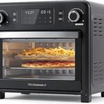 Elite Gourmet EAF9320 23L Air Fryer Toaster Oven, 10-in-1 Digital Convection Countertop Oven, Dual Fan Speeds, Air Fry, Bake, Broil, Toast, Dehydrate, 1600W w/Air Fry Rack, Bake Rack & Pan, Black