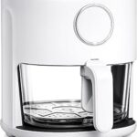 COOK WITH COLOR Colorful 1200W 4Qt Air Fryer: Glass Basket, Dishwasher Safe, 60min Timer, 6 Presets, Temp Control 175F-400F, 4 QT, Linen White