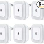 Uigos LED Night Light Lamp with Smart Sensor Dusk to Dawn Sensor, Daylight White, 0.5W Plug-in, 6-Pack
