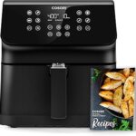 Cosori 12-in-1 Air Fryer 5.8QT, Toast, Bake, Nutrition Facts for 100+ In-App Recipes, AdaptIQ Tech Fast Cook, for Main & Side Dishes, Snacks, Leftovers, Detachable Square Basket, Dishwasher Safe