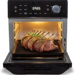 Nuwave 2026 Air Fryer Oven & Grill Comb, Plug-in Powered Grill Plate for True Char Flavor & Marks, 2-Layer Glass Door, Cooler Exterior, 150 Presets, Temp Probe, 500°F, Stainless Steel, 700/1500/1800W
