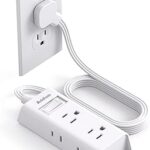 Cruise Essentials - Flat Plug Power Strip, Addtam 5 ft Ultra Flat Extension Cord with 6 Outlets Extender, No Surge Protector for Cruise Ship, Travel, Dorm, Home Office, ETL Listed
