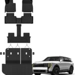 Auxko All Weather Floor Mats Cargo Mat with Backrest Mat for Kia Telluride 2027 (Gasoline Not for Hybrid) 7&8 Seater TPE Accessories Odorless Floor Liner Trunk Liner with Back Seat Protector