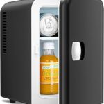 Antarctic Star Compact Refrigerator, Portable Mini Fridge, Skin Care 4L Capacity/6 Cans, for Bedroom, Car, Office & Dorm, Small Cooler for Cosmetics, Beverage and Food, Black