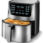 Gourmia Air Fryer Oven Digital Display 8 Quart Large AirFryer Cooker 12 Touch Cooking Presets, XL Air Fryer Basket 1700w Power Multifunction GAF838 Black and stainless steel air fryer