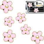 Frienda 6 Pcs Daisy Flower Air Vent Clip Accessories Air Conditioning Outlet Clip Car Air Freshener Dashboard Accessories Charm Car Inter Decor(3 cm, 3.3 cm,Pink)