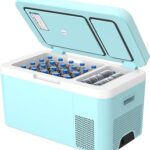 Megiu 12 Volt Car Refrigerator Dual Zone 25 Quart Portable Freezer 12V Fridge Compressor Cooler 12V/24V DC 110～240 Volt AC for Truck Van RV SUV and Home Use -18℃~+15℃ (Glass Door)
