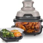Ninja Crispi 4 in 1 Glass Air Fryer, 450°F, Non Toxic, 4QT and 6 Cup Containers with Lids, Dishwasher Safe, Stone, 1 Count, FN101ST
