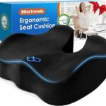 BlissTrends Seat Cushion with Velvet Cover, Thick Memory Foam Cushions for Office Chair, Car Seat, Airplane, Relieving Pressure Tailbone Sciatica Back Pain for Long Sitting, Car Drivers 4.7in Black