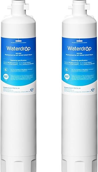 Waterdrop WD-F19C Replacement for GE® RPWFE®, RPWF (Built-in CHIP) Refrigerator Water Filter, Compatible with GFE28GYNFS, GFE28GELDS, PFE28KELDS, PFE28KYNFS, GFD28GELDS, PWE23KELDS, 2 Filters