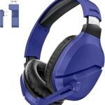 WolfLawS Wireless Gaming Headset with Noise Canceling Microphone for PS5, PC, PS4, 2.4G/Bluetooth Gaming Headphones with USB and Type-c Connector, Wired Mode for Controller - Navy Blue