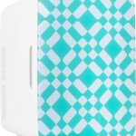 Cooluli 10L Mini Fridge for Bedroom - Car, Office Desk & Dorm Room - 12v Portable Cooler & Warmer for Food, Drinks, Skincare, Beauty & Makeup - AC/DC Small Refrigerator with Glass Front, Green Pattern