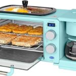 Nostalgia 3-in-1 Retro Breakfast Station - Includes 5 (4 Oz) Cup Coffee Maker, Non-Stick Ceramic Griddle, and 4-Slice Toaster Oven - Built-In Timer, Reusable Coffee Filter, Space-Saving Design - Aqua