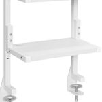 VIVO Clamp-on 13 inch Above or Below Desk 2-Tier Shelving Unit for Table Accessories, Gaming Devices, and More, Storage Tray, Desktop Organizer, White, STAND-SHELF2CW