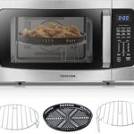 Toshiba Air Fryer Combo 4-in-1 Countertop Microwave Oven, Smart Sensor, Convection, Mute Function, Position Memory 13.6" Turntable, 1.5 Cu Ft, 1000W, Silver, ML-EC42P(SS)