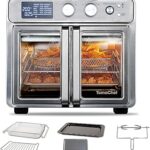 TomaChef 26QT French Door Air Fryer Toaster Oven Combo, 15 Cooking Functions including Rotisserie, and Digital Controls, 30 Recipes & 5 Accessories, Stainless Steel Finish
