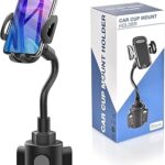 Phone Holders for Your Car, Cup Holder Phone Mount, Universal Adjustable Gooseneck Cup Holder Cradle Car Mount for iPhone 17/16/15/14/13/12/11/Pro Max/X/Xs/XsMax/8/8Plus,Samsung,Huawei,LG, Sony(Black)