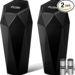 HOTOR Car Trash Can with Lid - 2 Pack, Car Accessories for Interior, Leakproof Vehicle Garbage Can with 30 Attached Trash Bags, Multipurpose Organizers and Storage for Home, Office, Black