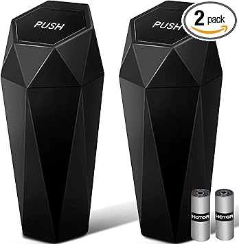 HOTOR Car Trash Can with Lid – 2 Pack, Car Accessories for Interior, Leakproof Vehicle Garbage Can with 30 Attached Trash Bags, Multipurpose Organizers and Storage for Home, Office, Black HOTOR Car Trash Can with Lid - 2 Pack, Car Accessories for Interior, Leakproof Vehicle Garbage Can with 30 Attached Trash Bags, Multipurpose Organizers and Storage for Home, Office, Black - Image 1