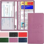 Valardoh Premium Car Registration and Insurance Card Holder, Car Document Holder for Cards, Driver License & other Essential Documents (Purple)