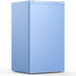 Upstreman 3.2 Cu.Ft Mini Fridge with Freezer, Single Door Mini Fridge, Dorm Fridge, Adjustable Thermostat, Mini Refrigerator for Bedroom, Office, Dorm, Blue-BR321