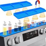 Hydream Stove Top for Shelf Silicone,30 Inch Magnetic Over the Stove Spice Rack of Shelf,Kitchen Organizer Magnet Above Stovetop Flat Back of Storage Suctioned-Blue