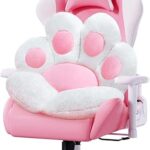 DOBUONO Cat Paw Cushion Cute Chair Cushion Kawaii Plush Seat Cushions 28"x 24"Gaming Chair Cushion Shape Lazy Pillow for Gamer Chair, Kawaii Accessories for Girl Worker Gift Stuff Room Decor (White)